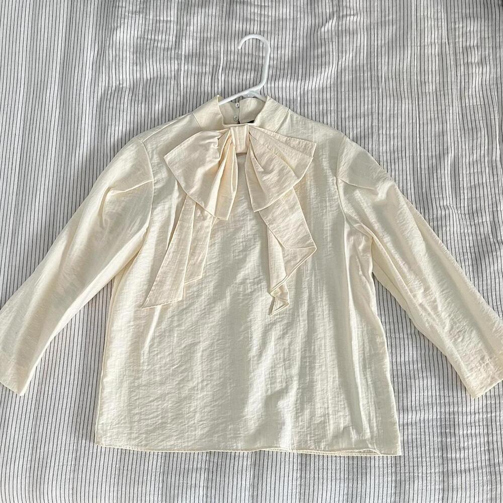 Cream Bow Tie Blouse